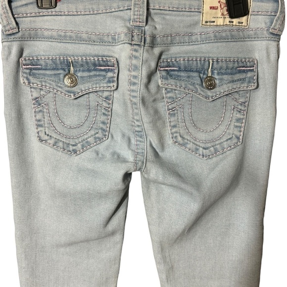 Womens True Religion Jeans Halle Light Blue Denim with Pink Stitching Size 28 - Picture 13 of 16